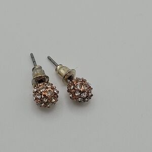 rose gold tone rhinestone ball stud earrings